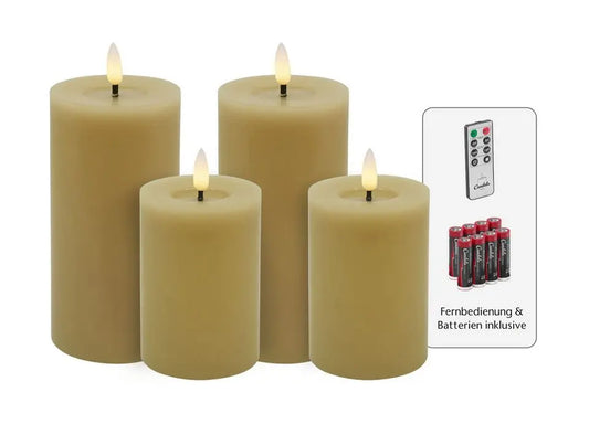LC Home LED-Kerzen Set, 4-teilig, Echtwachs, dimmbar, mit Timer